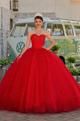 Dorothy | Gorgeous Glitter Red 3D Flower Quinceanera Dresses - Available in Fuchsia, Navy Blue, Royal Blue & Black! - Red - PromDressClub